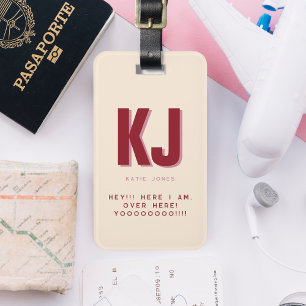 Grappig vet gepersonaliseerd monogram bagagelabel