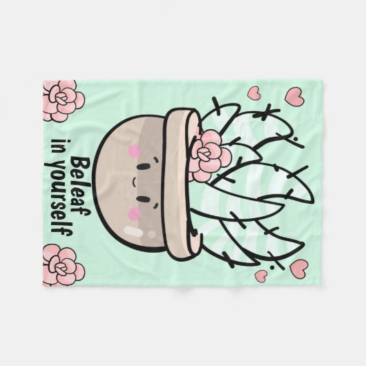 Grappig vettig blad in jezelf aanmoediging fleece deken (Voorkant (Horizontaal))