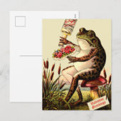 Grappig Victoriaans Era Kikker op Toadstool Valent Feestdagenkaart (Voorkant / Achterkant)