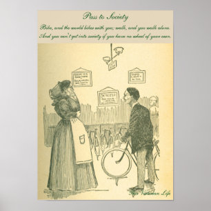 Grappig Victoriaans fietsscène Poster