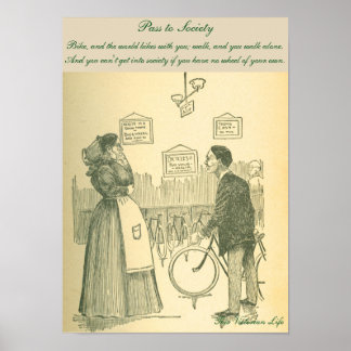 Grappig Victoriaans fietsscène Poster