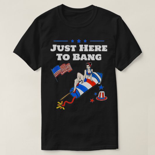 Grappig, vierde juli, ik ben hier om Fir te bang. T-shirt (Design voorkant)