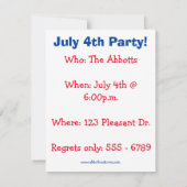 Grappig vierde uitnodiging van juli (Achterkant)