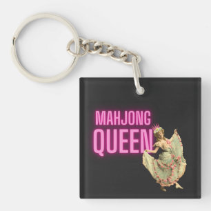 Grappig Vintage Mahjong Queen  Sleutelhanger