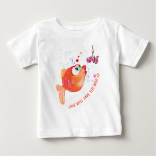 Grappig Vis en Worm Baby T-shirt