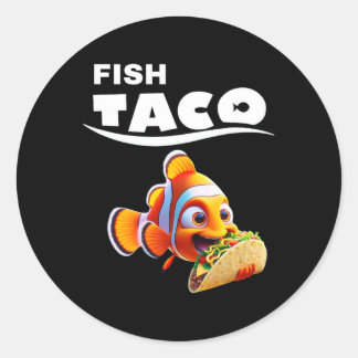 Grappig Vis Taco T-shirt! Taco Lover Cinco De Mayo Ronde Sticker