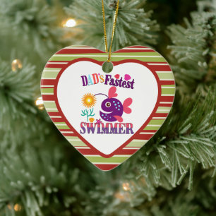 Grappig visgrap baby, pap's snelste zwemmer keramisch ornament