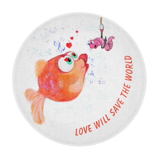 Grappig vissen en wormliefhebbers - aangepaste tek snijplank (Voorkant)