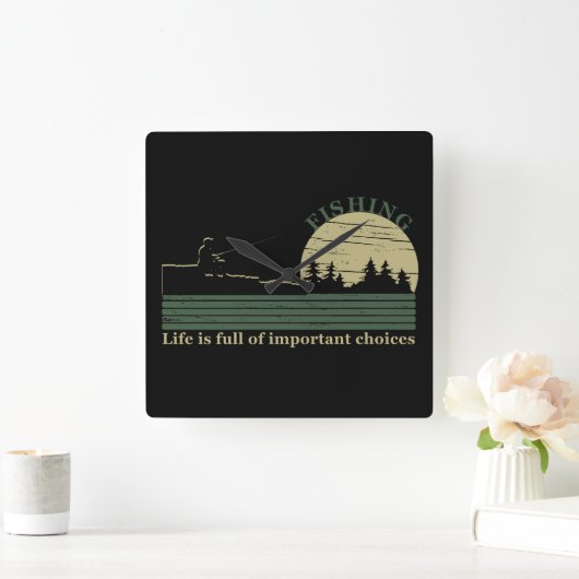 Grappig visserij gezegde vierkante klok (Huis)