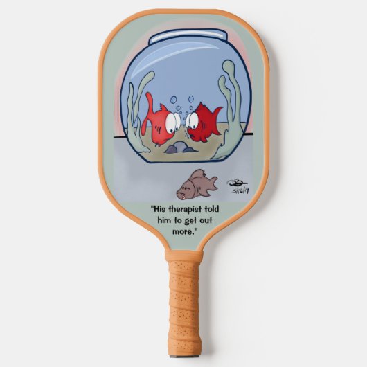 Grappig visverhaal Tan Pickleball Paddle (Voorkant)