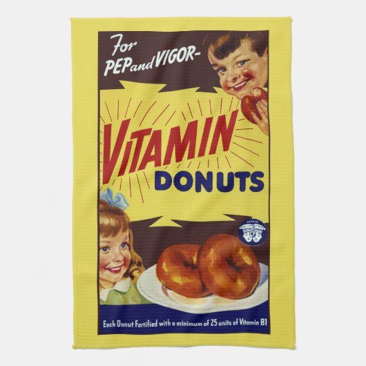 Grappig  "Vitamin Donuts" Advertentie Theedoek (Verticaal)