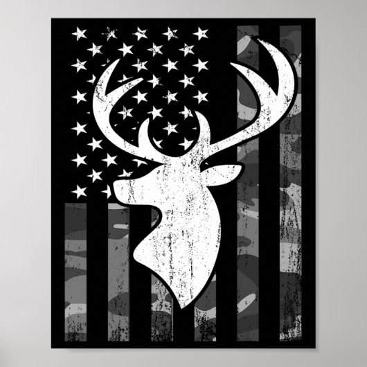 Grappig Vlag Camouflage Whitetail Buck Deer Hunt Poster (Voorkant)