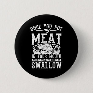 Grappig vlees in de mond doen grillen bbq ronde button 5,7 cm