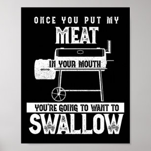 Grappig Vlees Rook Grillen Party BBQ Roken Varken Poster