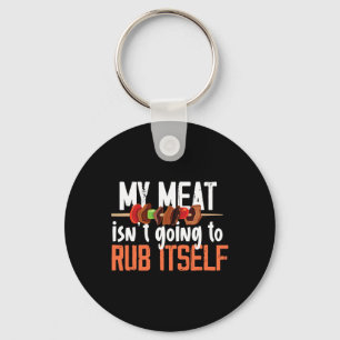 Grappig vlees wrijven barbeque ontwerp voor mannen sleutelhanger