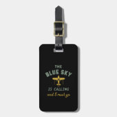 Grappig  vliegveld Pilot Blue Sky roept op Bagagelabel (Voorkant verticaal)