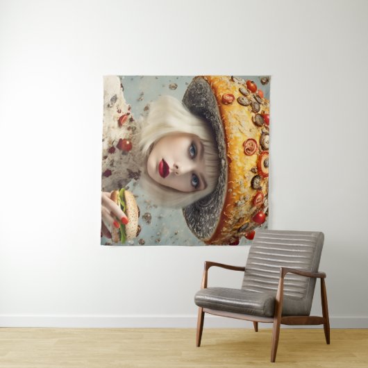 Grappig voedsel persoon wandkleed (In Situ (horizontaal))