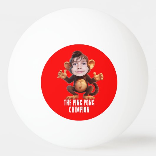 Grappig VOEG JE GEZICHT Pun Champion Monkey Chimp Pingpongballen (Achterkant)