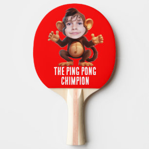 Grappig VOEG JE GEZICHT Pun Champion Monkey Chimp Tafeltennisbatje