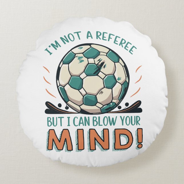 Grappig Voetbal Ontwerp Rond Kussen (Voorkant)