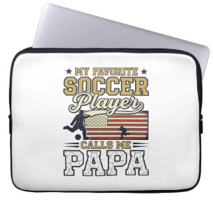 Grappig Voetbal Papa Vintage Shirt Ontwerp_1 Laptop Sleeve