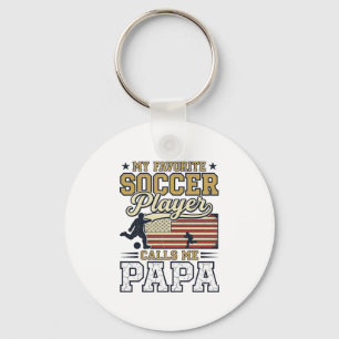 Grappig Voetbal Papa Vintage Shirt Ontwerp_1 Sleutelhanger