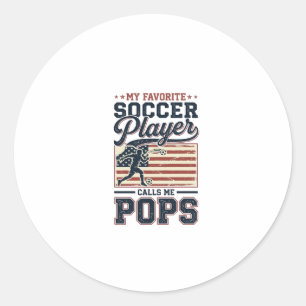 Grappig Voetbal Pops Vintage Gravure Shirt Ontwerp Ronde Sticker