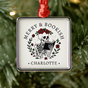 Grappig vrolijk & boeken citaat gepersonaliseerde metalen ornament