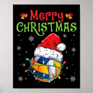 Grappig Vrolijk Kerst Volleybal Santa Hat Xmas Li Poster