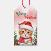 Grappig Vrolijk Kerstkrans Schattige Cat Kitten Sa Cadeaulabel (Achterkant)