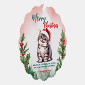 Grappig Vrolijk Kerstkrans Schattige Kattenkatje Ornament Kaart (Rechts)