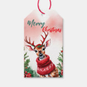 Grappig Vrolijk Kerstkrans Schattige rendier santa Cadeaulabel (Voorkant)