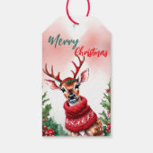 Grappig Vrolijk Kerstkrans Schattige rendier santa Cadeaulabel (Achterkant)