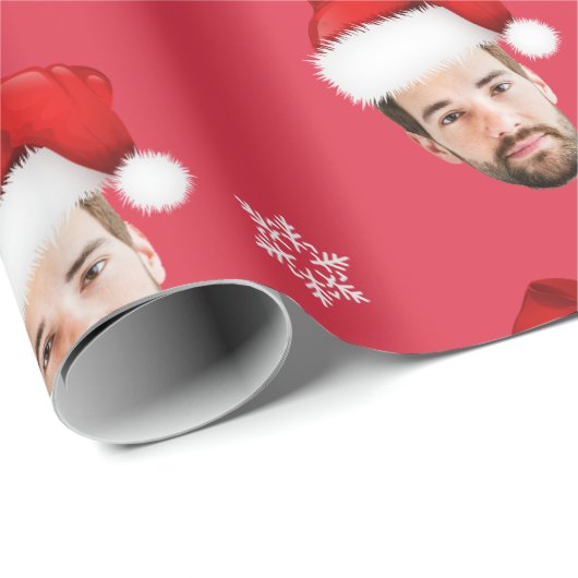 Grappig Vrolijk Kerstmis Custom Santa Face Cadeaupapier (Rol Hoek)