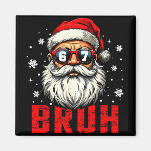 Grappig vrolijk kerstmis kerstman bruh pyjama kers magneet