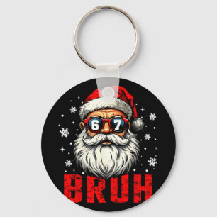 Grappig vrolijk kerstmis kerstman bruh pyjama kers sleutelhanger