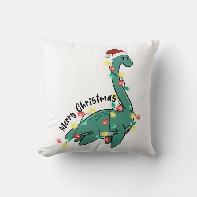 Grappig Vrolijk Kerstmis Lochness Monster Kussen (Voorkant)