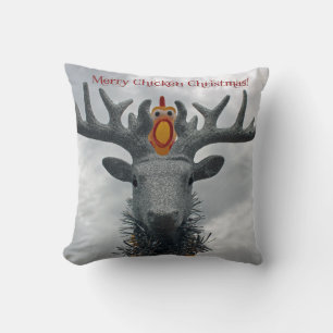 Grappig vrolijk kip Kerstkussen! Kussen