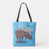 Grappig vrolijke cartoon illustratie draagtas (Achterkant)