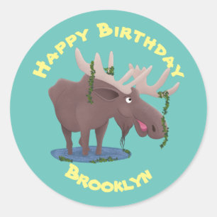 Grappig vrolijke cartoon illustratie klassieke rou ronde sticker