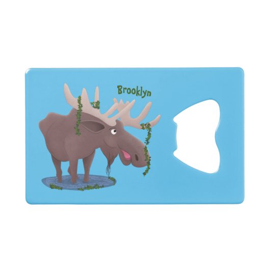 Grappig vrolijke cartoon illustratie kredietkaart flessenopener (Voorkant (Horizontaal))
