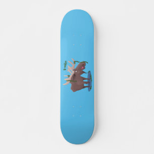 Grappig vrolijke cartoon illustratie skateboard
