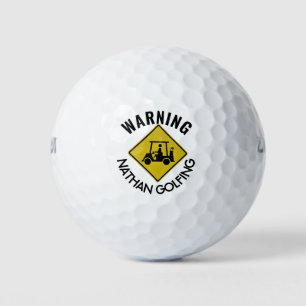 Grappig waarschuwingsteken Golf Winkelwagen gepers Golfballen