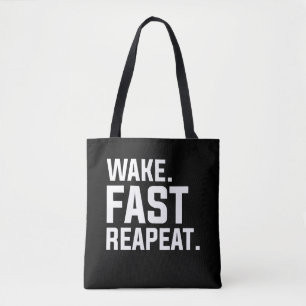 Grappig Wake Fast Herhaal Graphic Sarcastisch Draagtas