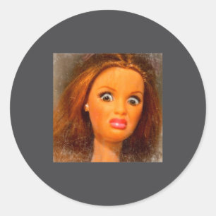 Grappig Walgelijk Poppengezicht Meme  Ronde Sticker