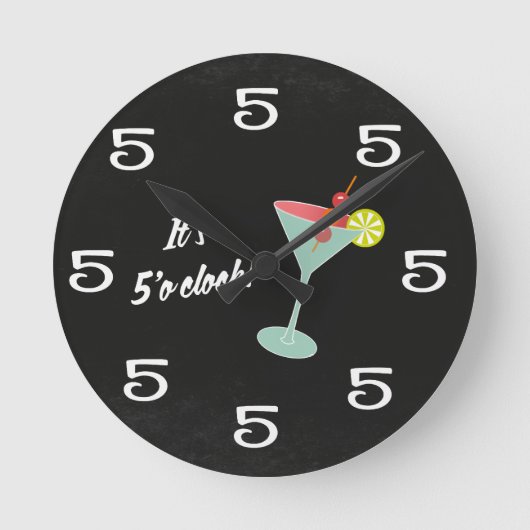Grappig Wall Clock - Het is 5 uur! Ronde Klok (Voorkant)