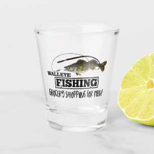 Grappig Walleye Vist Mannen Grocery Shopping Quote Shot Glas