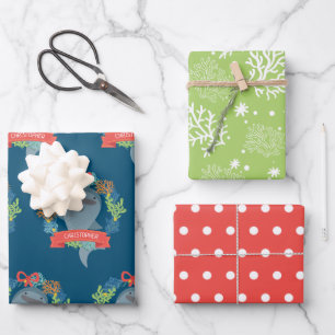 Grappig walvishaai met naam Kerstmis Inpakpapier Vel
