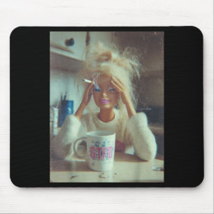 Grappig Wanhopige Poppengezicht Meme Roken Sarcasm Muismat