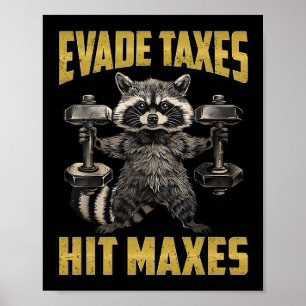 Grappig Wasbeer Gewichtheffen Gym Ontduiken Belast Poster